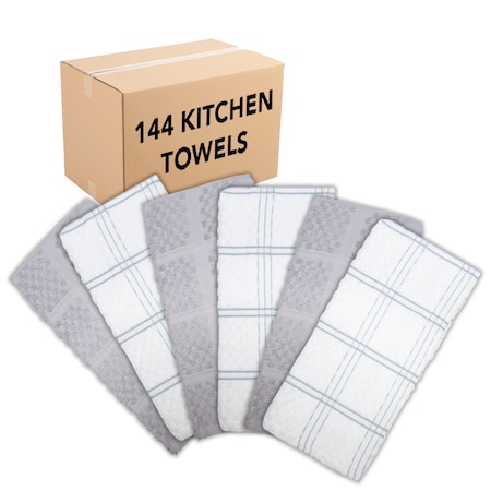 Monarch Brands Premier Kitchen Towels, Popcorn Pattern , Silver, 144PK SC-KT6-PCSLV-CS